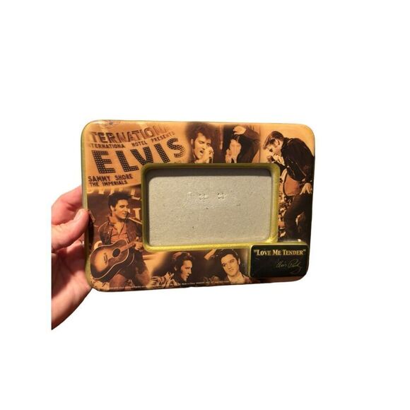 Vintage Elvis Presley Picture Frame w/ Old Pictures of Elvis Preforming, Love Me - Picture 4 of 8